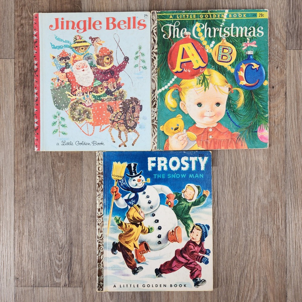 Vintage Little Golden Book Christmas Lot Jingle Bells Frosty The Christmas ABC